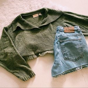 Green Knit Crop Sweater